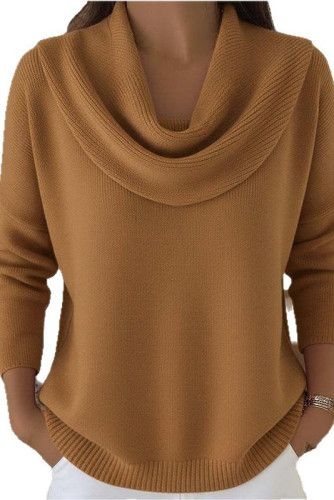 Loose Solid Color Long Sleeved Knitted Sweater