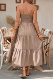 Solid Color Sleeveless Camisole Waist Cinching Dress