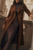Solid Color Lapel Long Sleeved Woolen Coat Jacket