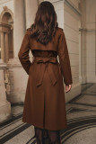 Solid Color Lapel Long Sleeved Woolen Coat Jacket