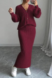 V-neck Sweater Half Skirt Two-piece Set
