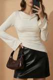 Solid Color Long Sleeved Slim Fit T-shirt