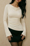 Solid Color Long Sleeved Slim Fit T-shirt