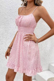 Printed Sleeveless Camisole Waist Cinching Dress
