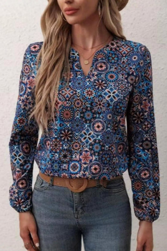 V-neck Printed Long Sleeved Shirt