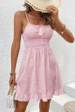 Printed Sleeveless Camisole Waist Cinching Dress