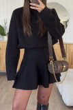 Solid Color Hoodie and Short Skirt Two-piece Set