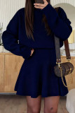 Solid Color Hoodie and Short Skirt Two-piece Set