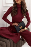 High Neck Sweater Wide Leg Pants Two-piece Set