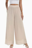 Solid Color Loose Chiffon Wide Leg Pants