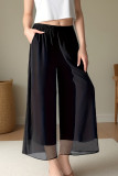 Solid Color Loose Chiffon Wide Leg Pants