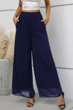 Solid Color Loose Chiffon Wide Leg Pants