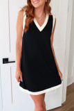 V-neck Sleeveless Contrasting Vest Dress