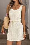 Solid Color Sleeveless Waist Cinched Knit Dress