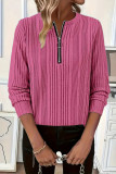 Solid Color Half Zip Long Sleeved Sweatshirt