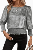 Round Neck Hot Stamping Loose Long Sleeved Shirt