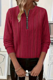 Solid Color Half Zip Long Sleeved Sweatshirt