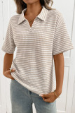 Lapel Solid Color Knitted Short Sleeved T-shirt