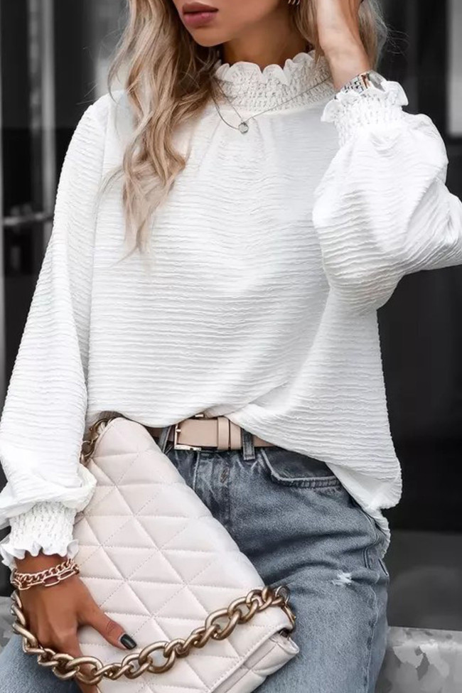High Neck Long Sleeved Solid Color Shirt