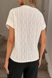 Round Neck Jacquard Short Sleeved T-shirt