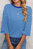 Round Neck Striped Printed Backless Shirt