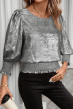 Round Neck Hot Stamping Loose Long Sleeved Shirt