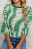 Round Neck Striped Printed Backless Shirt