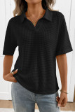 Lapel Solid Color Knitted Short Sleeved T-shirt