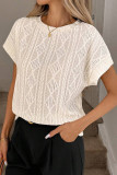 Round Neck Jacquard Short Sleeved T-shirt
