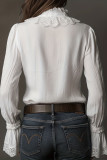 Solid Color Lace Long Sleeved Shirt