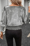 Round Neck Hot Stamping Loose Long Sleeved Shirt