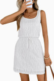 Solid Color Sleeveless Waist Cinched Knit Dress