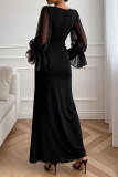Horn Long Sleeve Evening Dress