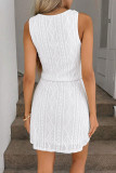 Solid Color Sleeveless Waist Cinched Knit Dress
