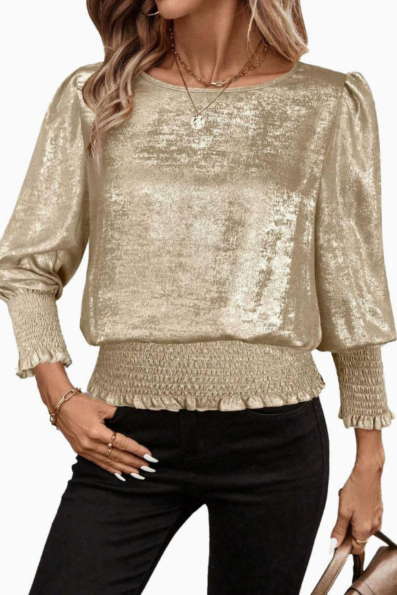 Round Neck Hot Stamping Loose Long Sleeved Shirt