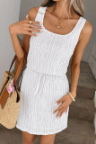 Solid Color Sleeveless Waist Cinched Knit Dress