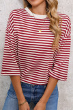 Round Neck Striped Printed Backless Shirt