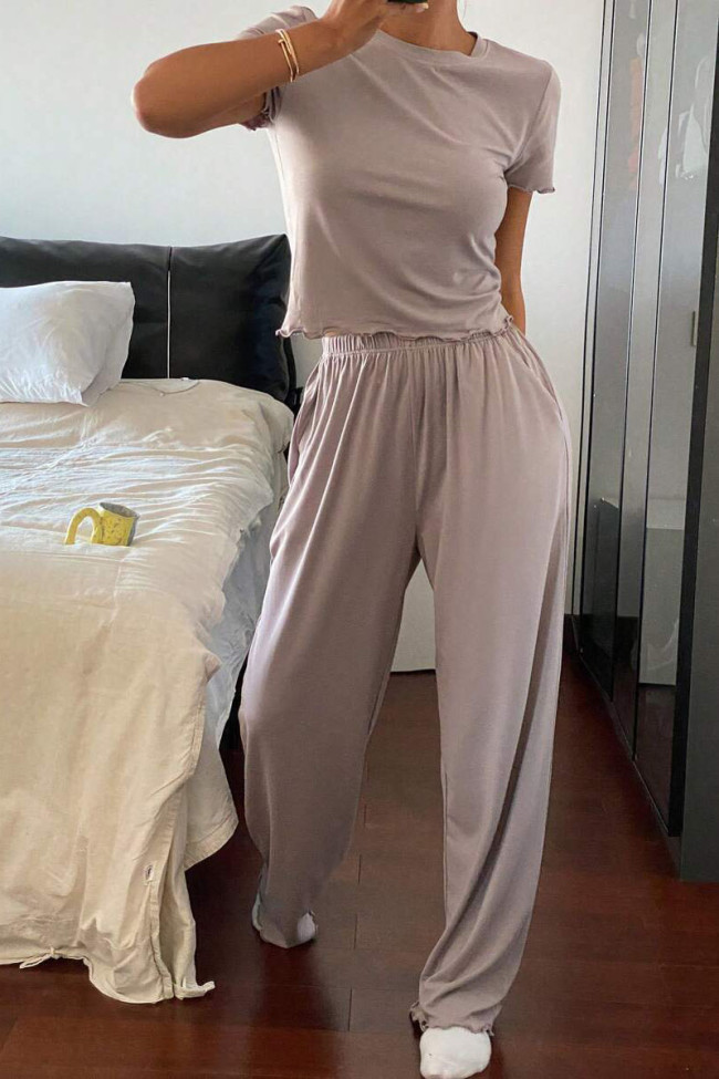 Sports Short Sleeved Shirt Long Pants Two-piece Set