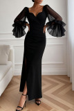 Horn Long Sleeve Evening Dress