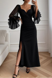Horn Long Sleeve Evening Dress