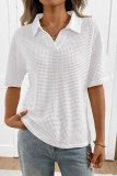 Lapel Solid Color Knitted Short Sleeved T-shirt