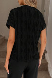 Round Neck Jacquard Short Sleeved T-shirt