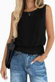 Round Neck Pleated Sleeveless Vest