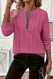 Solid Color Half Zip Long Sleeved Sweatshirt