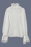 Solid Color Lace Long Sleeved Shirt