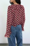 Vintage Polka Dot Printed Long Sleeved Shirt