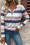 V-neck Striped Long Sleeved T-shirt