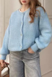 Solid Color Long Sleeve Cardigan Macaron Sweater