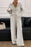 Linen Long Sleeved Shirt Pants Two-piece Set