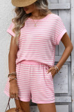 Striped Shirt Shorts Leisure Two-piece Set